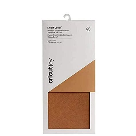 Cricut Joy Smart Labels 14x30cm 4-pack (Kraft Brown); 4 sheets 5.5" x 12" (13.9 cm x 30.4 cm) in Kraft Brown; Just write, cut, peel & stick; Works without a cutting mat – just load & go!; Write directly on label paper using Cricut Joy™ Pens & Markers, or by hand; For Cricut Joy; Easy to weed and effortless to apply – without transfer tape!; Ideal for labeling projects in your kitchen, pantry, garage, playroom, and elsewhere
